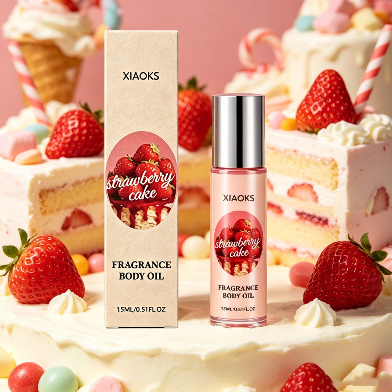 Perfume Smell Fragrance - 1 Flasche Erdbeer-Kuchen Roll-On-Parfüm – Bezaubernder